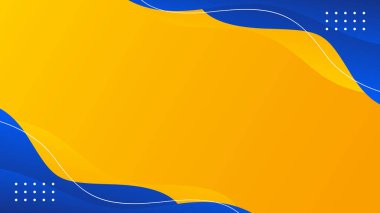 Soyut turuncu-sarı ve mavi akışkan arka plan. Modern dinamik duvar kağıdı. Satışlar, iş, reklamlar, etkinlikler, web, sayfalar ve daha fazlası için şablon afişi