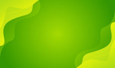 Soyut yeşil eğimli sıvı dalga arkaplanı, pürüzsüz kıvrımlı modern organik tasarım, afiş, poster, eko ürün, doğa ve sağlık promosyonu için parlak taze renk şablonu