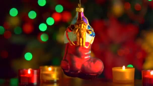 Χριστούγεννα και το νέο έτος διακόσμηση με φώτα — Αρχείο Βίντεο