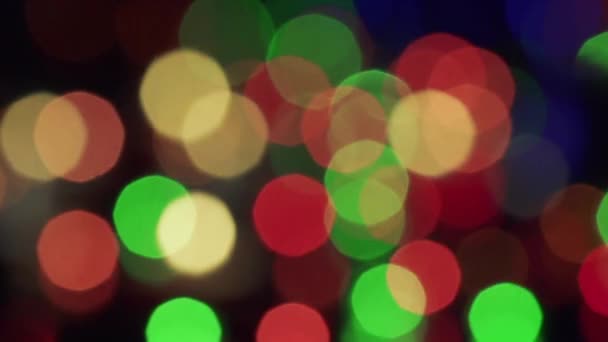 Bokeh new year tree lights twinkling — Stock Video