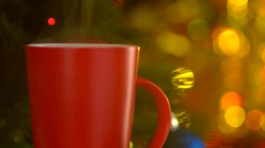 Noel tatil arka plan üzerinde kırmızı Kupası