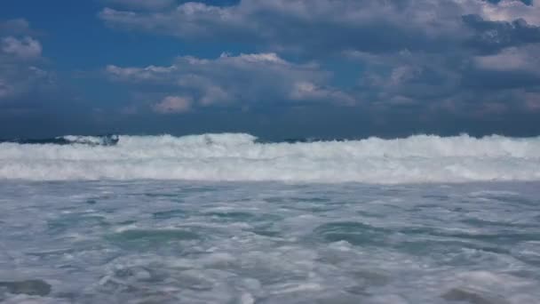 Surface of sea wave during storm in windy day — Stock Video