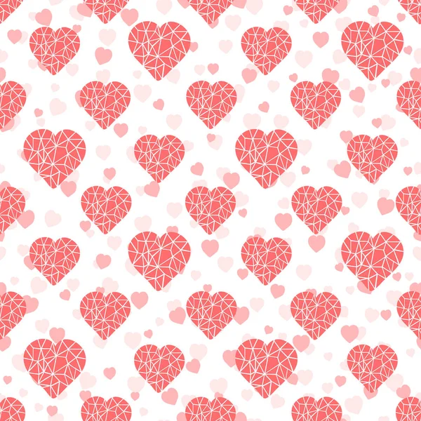 Hand Drawn Seamless Pattern Many Different Size Pink Hearts Romantic — Stock Vector