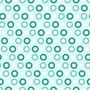 Pek çok dairenin dekoratif, pürüzsüz desen vektörü. Soyut mavi benek desenleri. Tebrik kartı, davetiye, duvar kağıdı, ambalaj kağıdı, kumaş, ambalaj için sonsuz geometrik tekrarlama