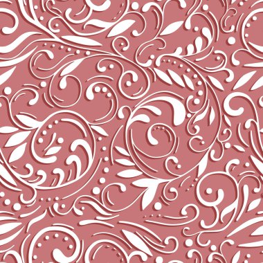 Yapraklardan, dallardan, buklelerden, akan çizgilerden oluşan kusursuz desenli bir çiçek süsü. Kutlama kartı, davetiye, duvar kağıdı, ambalaj kağıdı, kumaş için çiçek vektör illüstrasyonu