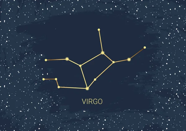 Carte Tirée Main Vierge Étoile Pinceau Constellation Espace Céleste Symbole — Image vectorielle