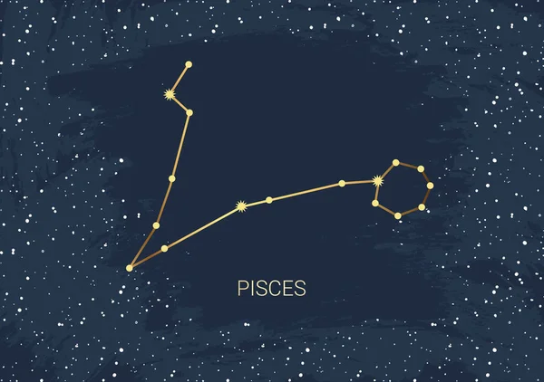 Carta Oro Piscis Estrella Pincel Constelación Del Espacio Celestial Símbolo — Vector de stock