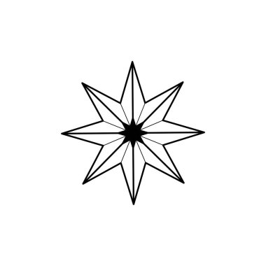 El yapımı dekoratif gökyüzü yıldızı. Ruhsal sembol gökyüzü. Beyaz arkaplanda izole edilmiş sihirli tılsım.