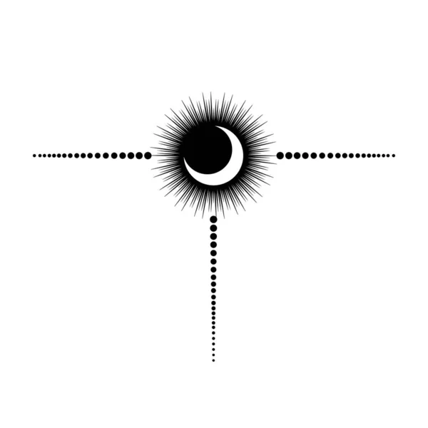手绘日月装饰 灵性象征着天国 被白色背景隔离的魔法护身符 — 图库矢量图片