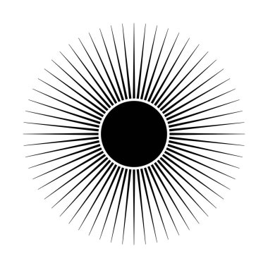 Sanat eserlerinde el çizimi mistik güneş. Ruhsal sembol gökyüzü. Sihirli tılsım, antika tarzı, boho, dövme, logo. Vektör illüstrasyonu beyaz arkaplanda izole edildi.