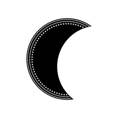 El çizimi mistik ay ve sanat eserleri. Ruhsal sembol gökyüzü. Sihirli tılsım, antika tarzı, boho, dövme, logo. Vektör illüstrasyonu beyaz arkaplanda izole edildi.