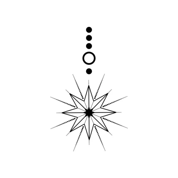 Ручной Рисунок Звезды Круги Украшения Духовный Символ Небесного Пространства Волшебный — стоковый вектор
