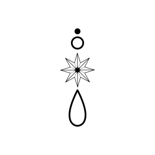 手绘明星和圆形装饰 灵性象征着天国 被白色背景隔离的魔法护身符 — 图库矢量图片