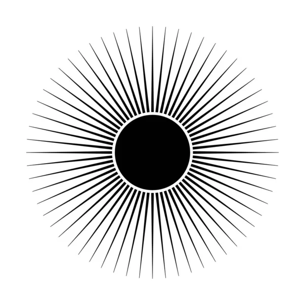 Sol Místico Dibujado Mano Línea Art Símbolo Espiritual Espacio Celestial — Vector de stock
