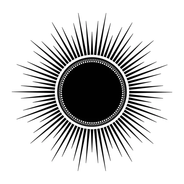 Sol Místico Dibujado Mano Línea Art Símbolo Espiritual Espacio Celestial — Vector de stock