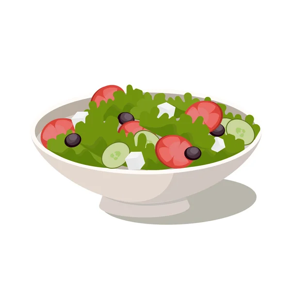 Naturliga vegetabiliska fräsch sallad. Ekologisk mat och diet. Platt stil — Stock vektor