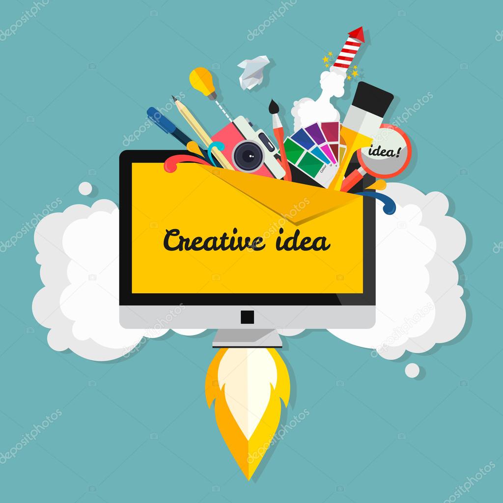 Creative idea. Big idea, startup, innovation concept. Vector illustration modern template design