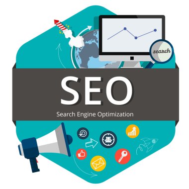 Düz tarzı modern vektör çizim tasarım arama motoru optimizasyonu, dijital pazarlama, yaratıcı iş Internet strateji ve Pazar promosyon geliştirme. (Seo)