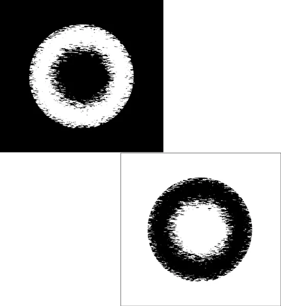 Zwart-wit ringen in grunge stijl — Stockvector
