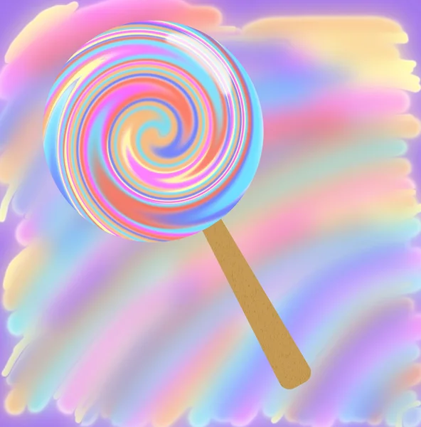 Lollipop op de achtergrond van een regenboog — Stockfoto