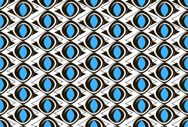 Czarno-biały wzór z owale niebieskie — Wektor stockowy