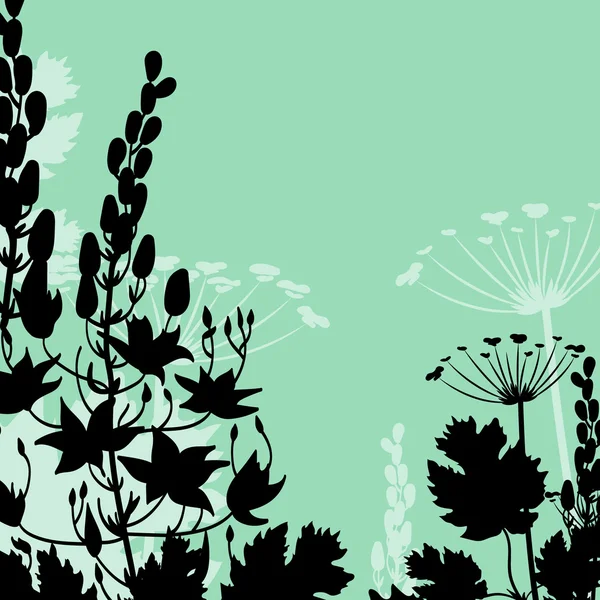 Flores con fondo verde . — Vector de stock