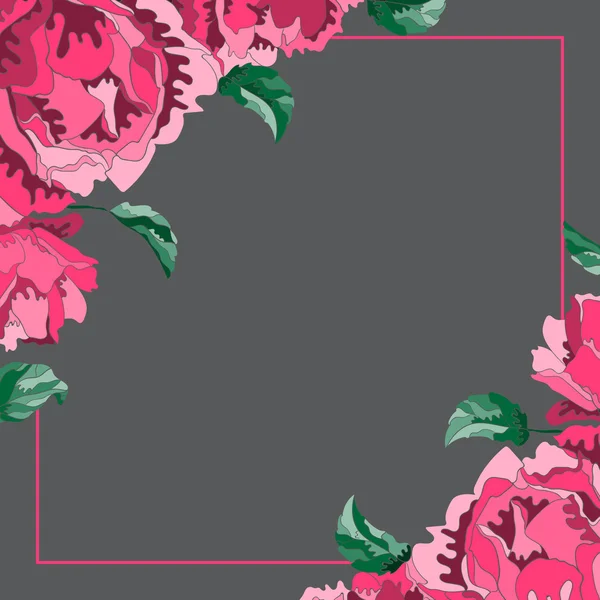 Blomma kort med rosa blommor. — Stock vektor