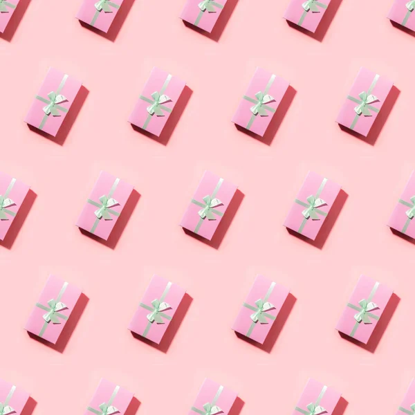 Nahtloses Muster Vieler Rosa Geschenkboxen Mit Schatten Auf Rosa — Stockfoto