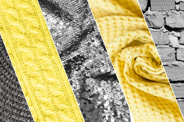 Trendy collage of Illuminating Yellow and grey different background. — Stock Photo, Image