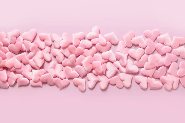 Bandera de corazones románticos rosados. Tarjeta de felicitación de San Valentín. Concepto de amor. — Foto de Stock