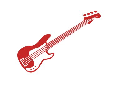 Kırmızı vektör bas gitar