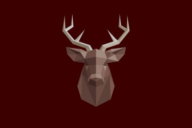 Düşük Poli renk ölçeği geyik. Noel geyiği illüstrasyon kahverengi. Geyik grafik.