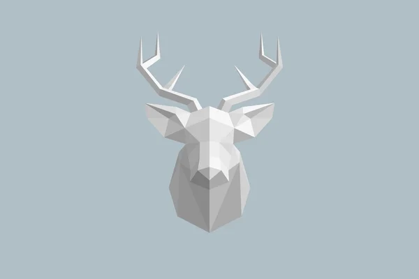 Düşük Poli Gri Ölçek geyik. Beyaz Noel geyiği illüstrasyon. Geyik grafik.