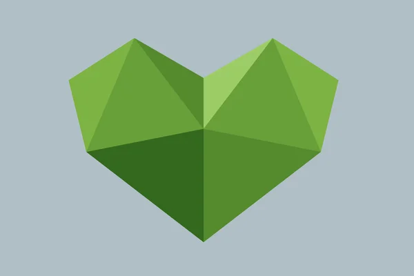 Düşük Poli. Yeşil kalp.