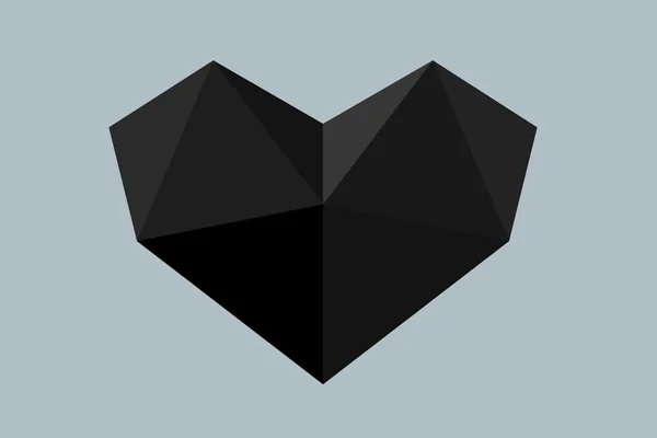 Düşük Poli. Siyah kalp.