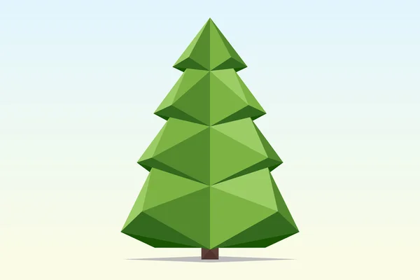 Düşük Poli. Yeşil çam ağacı.