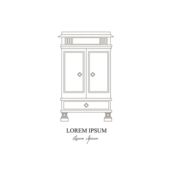 Vector illustration of classical wardrobe made in line style. — Διανυσματικό Αρχείο