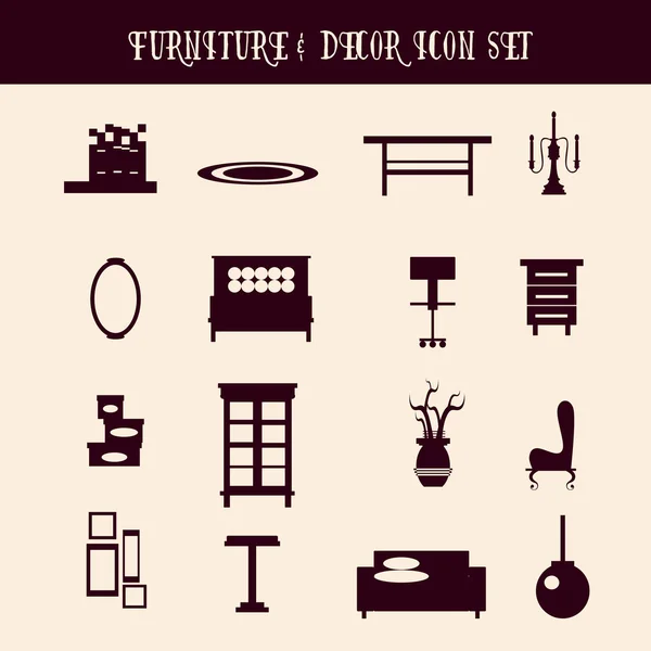 Vector collection of furniture and decor made in cartoon style — Wektor stockowy