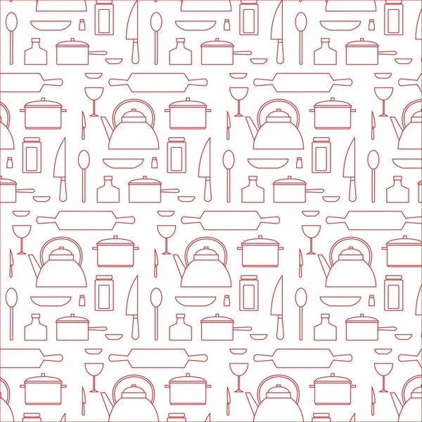 隔離された台所のもののベクトルパターン . — ストックベクタ