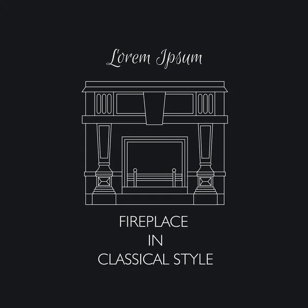 Vector line illustration of classical fireplace isolated. — Stock Illustration Vector line illustration of classical fireplace isolated. Royalty Free Stock Vectors
