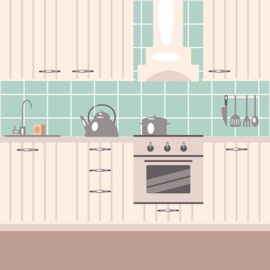 Modern kitchen interior. Vector illustration.
