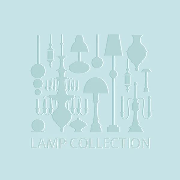 Vector set of lamps and chandeliers isolated on white background. — Stock Vector