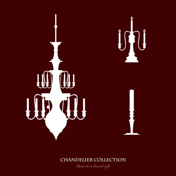 Vector set of classical lamps with candle. — Stock Vector