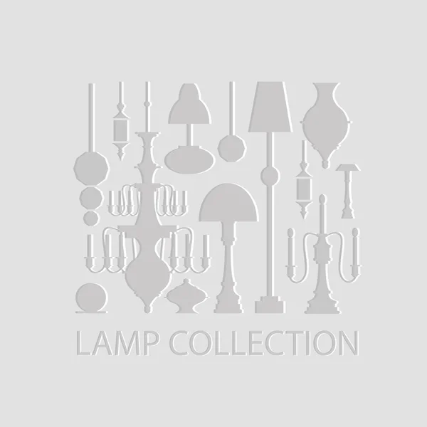 Vector set of lamps and chandeliers isolated on white background. — Stock Vector