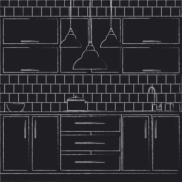 Иллюстрация дизайна интерьера кухни — стоковый вектор