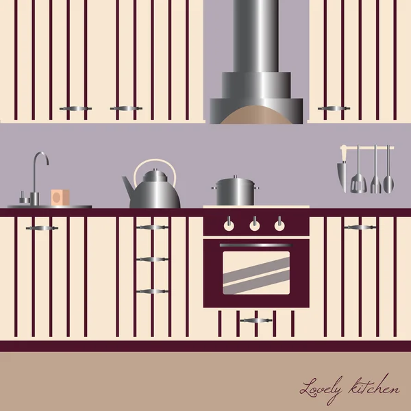 Interior de cocina moderna. — Vector de stock