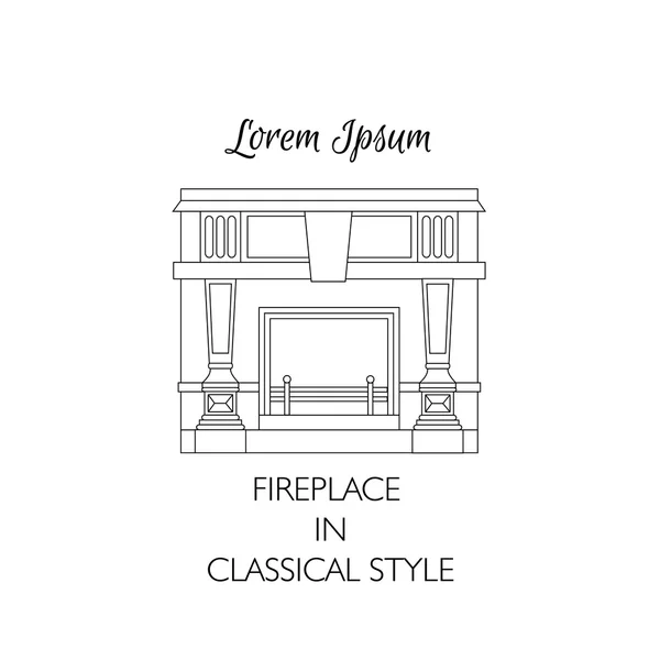 Vector line illustration of classical fireplace isolated. — Stock Illustration Vector line illustration of classical fireplace isolated. Stock Illustration