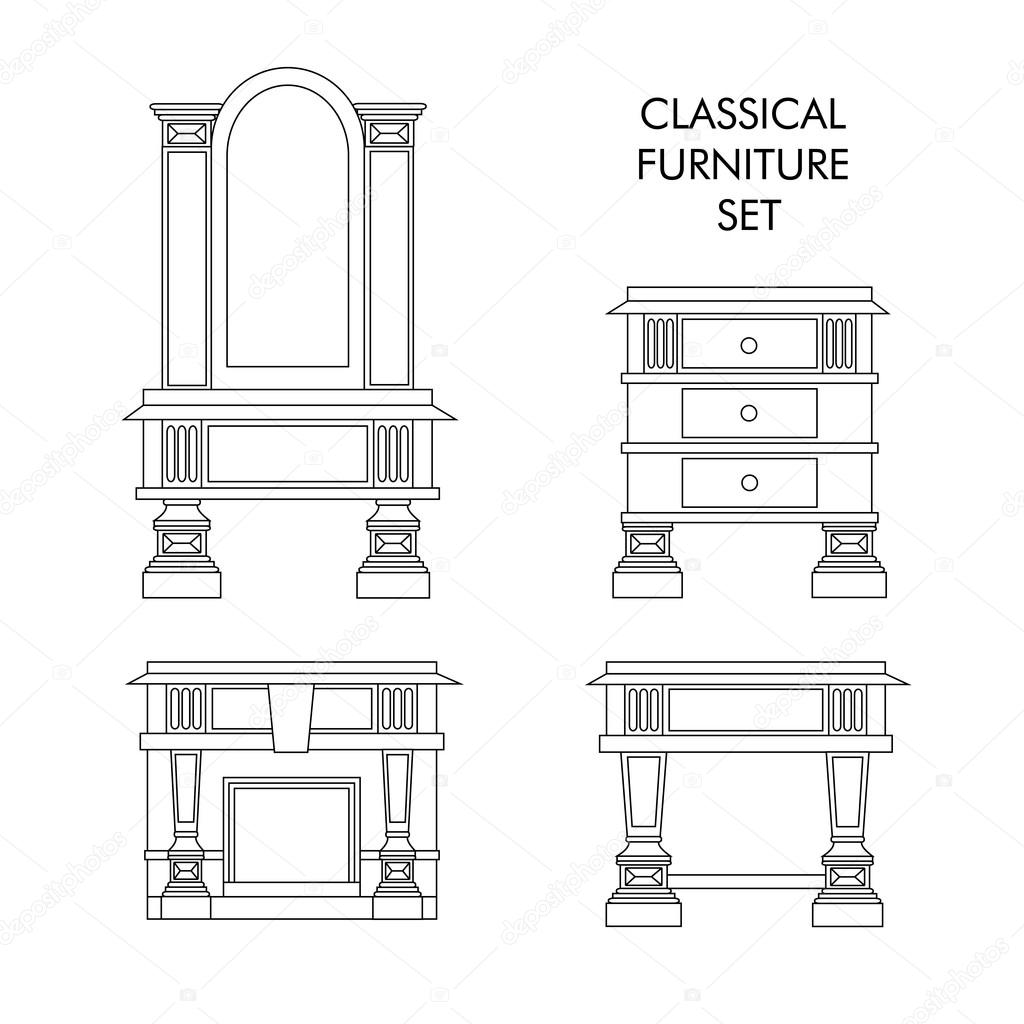 Classical furniture set made in line style