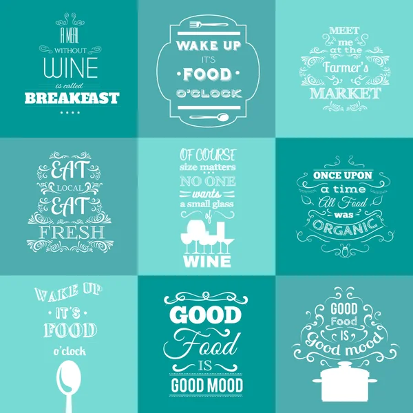 Collection of food quotes — Stockvector