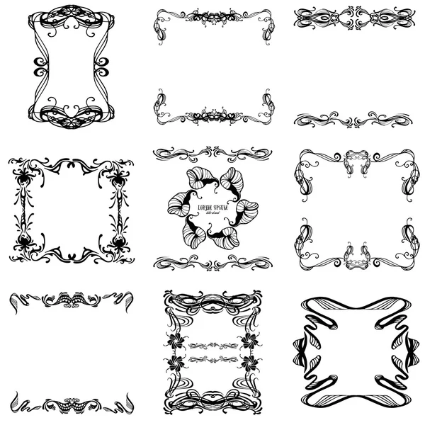 Collection of floral beautiful hand drawn vintage frame — Stock Vector